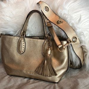 Michael Kors gold handbag with body cross strap
